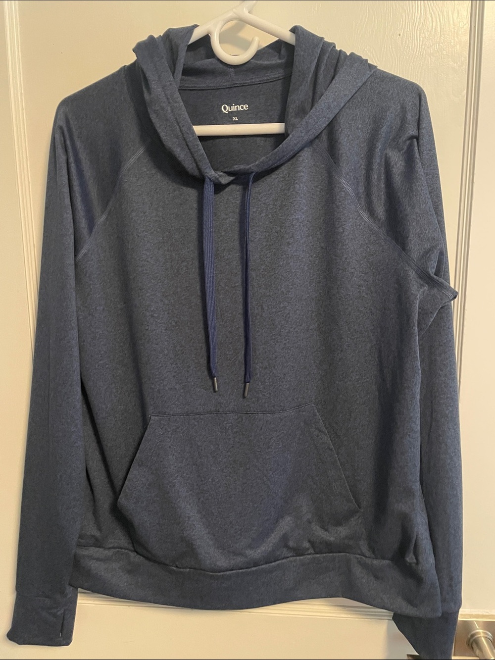 Quince Flowknit Pullover Hoodie Heather Navy